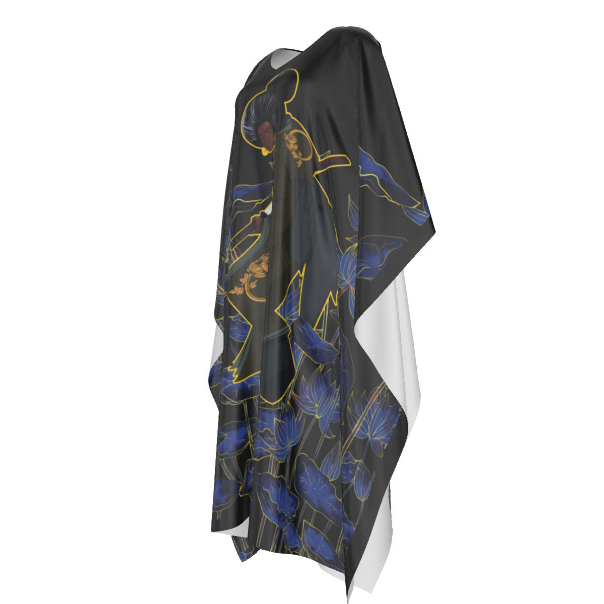 Her Sword and blue lotus— Faux Silk Kaftan