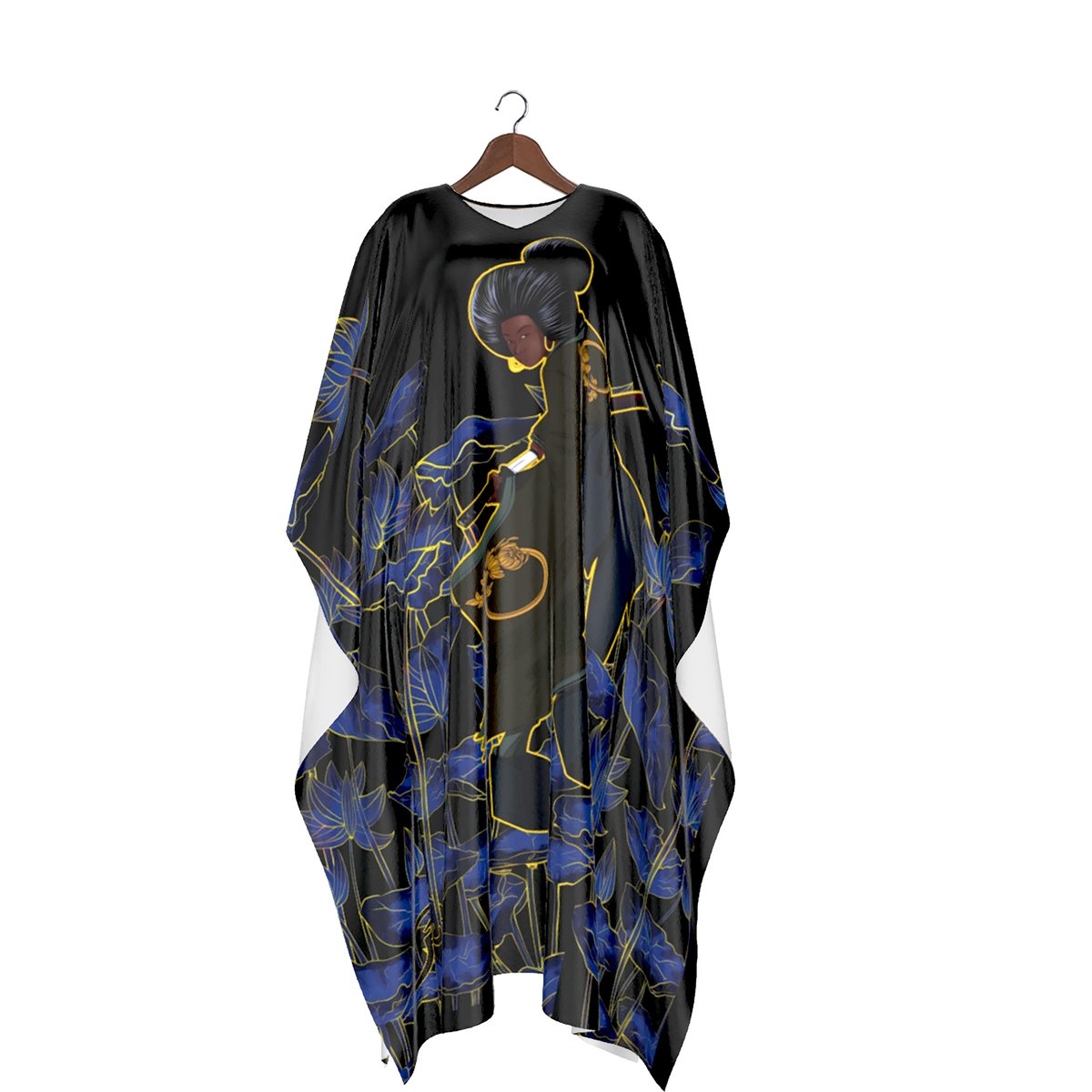 Her Sword and blue lotus— Faux Silk Kaftan